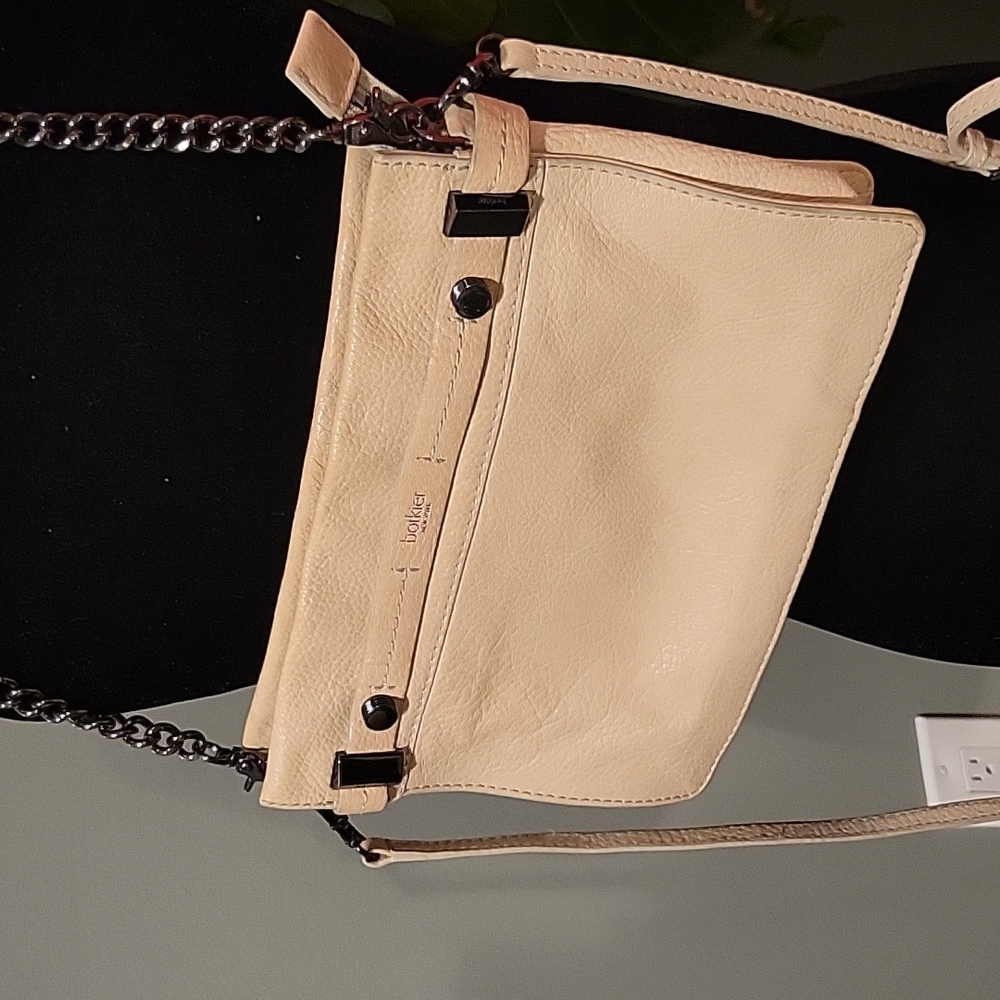 BOTKIER NEW YORK LEATHER CROSSBODY BAG Cream Silver Hardware